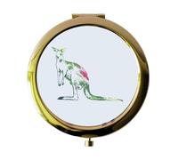 Miammo Cosmic Space Nebula Animal Silhouette Kangaroo folding compact pocket mirror - gold round circle shape