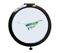 Miammo Cosmic Space Nebula Animal Silhouette Narwhal folding compact pocket mirror - black round circle shape