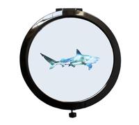 Miammo Cosmic Space Nebula Animal Silhouette Shark folding compact pocket mirror - black round circle shape