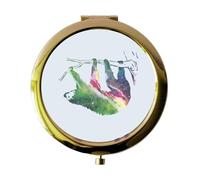 Miammo Cosmic Space Nebula Animal Silhouette Sloth folding compact pocket mirror - gold round circle shape