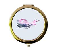 Miammo Cosmic Space Nebula Animal Silhouette Snail folding compact pocket mirror - gold round circle shape
