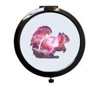 Miammo Cosmic Space Nebula Animal Silhouette Squirrel folding compact pocket mirror - black round circle shape