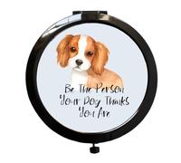 Miammo Dog Seven King Charles Spaniel - Be The Person Your Dog Thinks You Are folding compact pocket mirror - black round circle shape