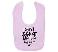 Miammo Don't look at me the dog did it statement [BBY5] cotton baby bib - Pastel Pink