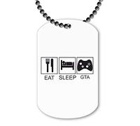 Miammo Eat Sleep Play GTA (Tile Style) Hobby ballchain Pendant Style - Dog tag Necklace