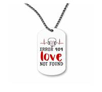 Miammo Error 404 love not found - funny sarcastic anti Valentine's Day [VD26] ball-chain pendant - dog tag style necklace