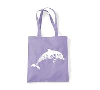 Miammo Floral dolphin silhouette watercolour cut out tote shopping bag - Lavender