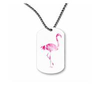 Miammo Floral flamingo silhouette watercolour cut out ball-chain pendant - dog tag style necklace