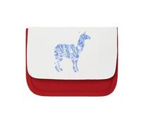 Miammo Floral Llama Silhouette Patterned Cut Out Clutch-Style Pencil case - Red