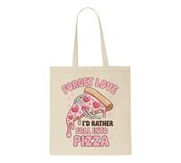 Miammo Forget love I'd rather fall into pizza - funny foody Valentine's Day [VD26] tote style shopping bag - white