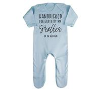 Miammo Handpicked for Earth by my Brother up in heaven, family memorial remembrance quote [BBY7] baby romper jumpsuit with feet, 0-3 months, Pastel Blue