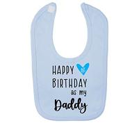 Miammo Happy 1st birthday as my Daddy (blue heart) personalised family [BBY7] cotton baby bib - Pastel Blue