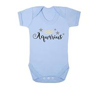 Miammo Horoscope - Aquarius - Zodiac Star Sign Birthday (Decorated Style) baby grow vest, 3-6 months, Pastel Blue