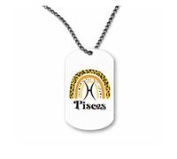 Miammo Horoscope - Pisces - Zodiac Star Sign Birthday (Leopard Rainbow) ball-chain pendant - dog tag style necklace