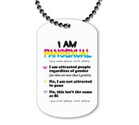 Miammo I am Pansexual Explanation Definition LGBT Pride Statement - Necklace Dog tag Pendant on Ball Chain