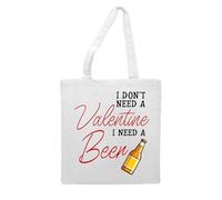 Miammo I don't need a Valentine I need a beer - funny sarcastic anti Valentine's Day [VD26] tote style shopping bag - white