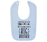 Miammo I may be little but I'm going to be a big brother (pregnancy baby announcement) [BBY3] cotton baby bib - Pastel Blue