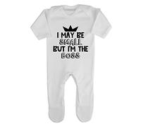 Miammo I may be small but I'm the boss (style one) [BBY6] baby romper jumpsuit with feet, 0-3 months, White