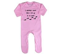 Miammo I solemnly swear I am up to no good mischief baby rompersuit with feet, 3-6 months, Pastel Pink