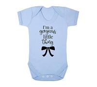 Miammo I'm a gorgeous little thing statement [BBY5] baby grow vest, 6-12 months, Pastel Blue