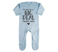 Miammo I'm kind of a big deal round here statement [BBY5] baby romper jumpsuit with feet, 0-3 months, Pastel Blue
