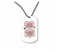Miammo Love more worry less - Quirky vintage Valentine's Day [VD26] ball-chain pendant - dog tag style necklace