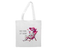 Miammo Love stinks let's drink - Quirky skeleton alternate anti Valentine's Day [VD26] tote style shopping bag - white