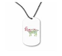 Miammo Mandala goat 1 silhouette watercolour cut out ball-chain pendant - dog tag style necklace