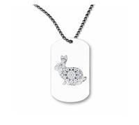Miammo Mandala rabbit 1 silhouette watercolour cut out ball-chain pendant - dog tag style necklace