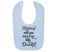 Miammo Mummy will you marry my daddy? Classic proposal cotton baby bib - Pastel Blue