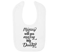 Miammo Mummy will you marry my daddy? Classic proposal cotton baby bib - White