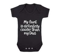 Miammo My Aunt is definitely cooler than my Dad (style one text) [BBY6] baby grow vest, 3-6 months, Black