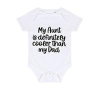 Miammo My Aunt is definitely cooler than my Dad (style one text) [BBY6] baby grow vest, 6-12 months, White