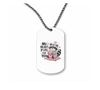 Miammo My heart pops for you raccoon - cute animal lover Valentine's Day [VD26] ball-chain pendant - dog tag style necklace