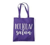Miammo Not today Satan religious faith quote [FHSVG] tote shopping bag - Purple
