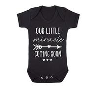 Miammo Our little miracle coming soon (arrow heart pregnancy announcement) [BBY6] baby grow vest, 0-3 months, Black