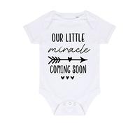 Miammo Our little miracle coming soon (arrow heart pregnancy announcement) [BBY6] baby grow vest, 0-3 months, White