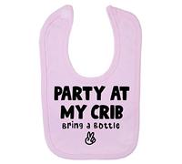 Miammo Party at my crib bring a bottle statement [BBY5] cotton baby bib - Pastel Pink