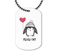 Miammo Penguin Style 4 Whimsical Character - Fuck Off Rude Adult Swearing Statement ballchain Pendant Style - Dog tag Necklace