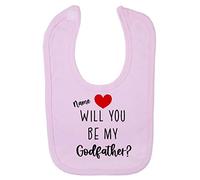 Miammo Personalised Godparent proposal, custom name will you be my Godfather [BBY7] cotton baby bib - Pastel Pink