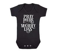 Miammo Pray more worry less religious faith quote [FHSVG] baby grow vest, 3-6 months, Black