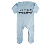Miammo Simple Godparent proposal. Will you be my Godmother? [BBY7] baby romper jumpsuit with feet, 0-3 months, Pastel Blue