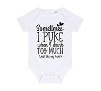 Miammo Sometimes I puke when I drink too much like my Aunt statement [BBY5] baby grow vest, 0-3 months, White