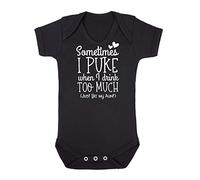 Miammo Sometimes I puke when I drink too much like my Aunt statement [BBY5] baby grow vest, 3-6 months, Black