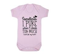 Miammo Sometimes I puke when I drink too much like my Aunt statement [BBY5] baby grow vest, 3-6 months, Pastel Pink