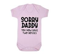 Miammo Sorry Daddy now you have two bosses statement [BBY5] baby grow vest, 3-6 months, Pastel Pink