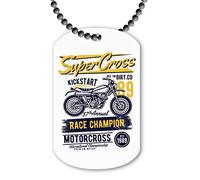 Miammo Super Cross Dirt Bike 1989 Vintage Poster Design [200B] - Necklace Dog tag Pendant on Ball Chain