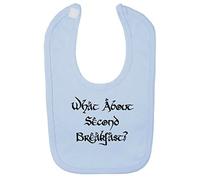 Miammo What about second breakfast greedy hobbit quote cotton baby bib - Pastel Blue
