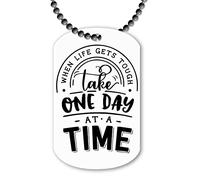 Miammo When Life gets Tough take one Day at a time (Style Two) Inspirational Sayings [INSP22] Ball-Chain Pendant - Dog tag Style Necklace