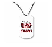 Miammo Why fall in love when you can fall asleep - funny sarcastic anti Valentine's Day [VD26] ball-chain pendant - dog tag style necklace
